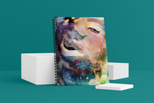 Load image into Gallery viewer, Stargazer Wellness Journal. The cover shows a woman's face imposed on outer-space. 
